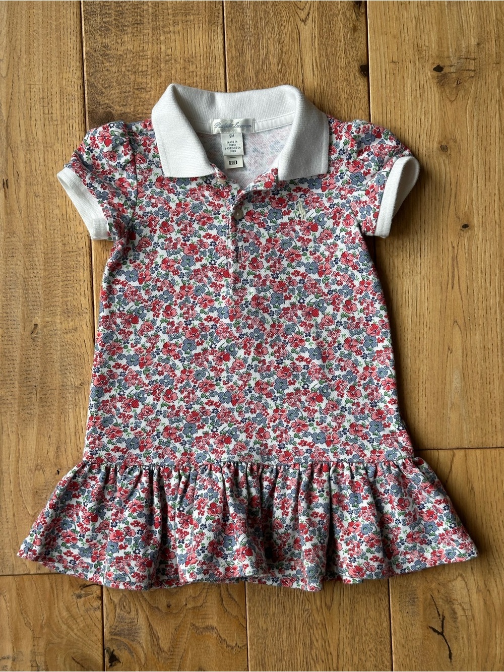 Ralph Lauren Floral Stretch Mesh Polo Dress size 9 Months